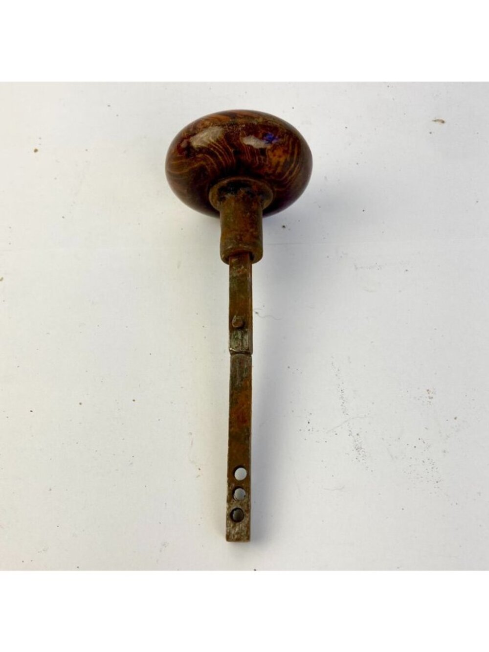 Antique Marbled Brown Swirl Door Knob Tiger Eye Marble w/ Shaft - Picture 3 of 6